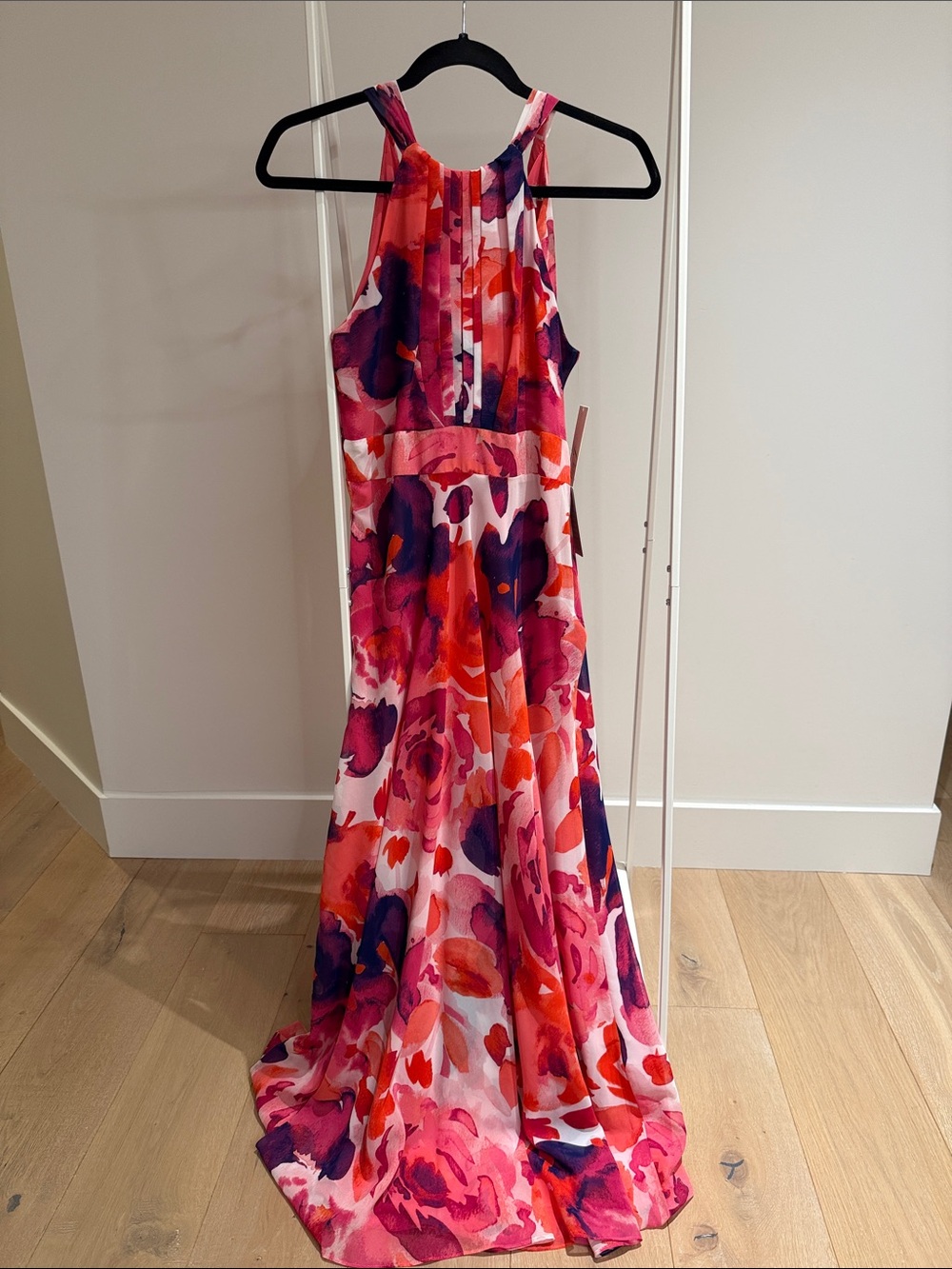 Eliza J Pink, Purple & Orange Floral Halter Maxi Dress